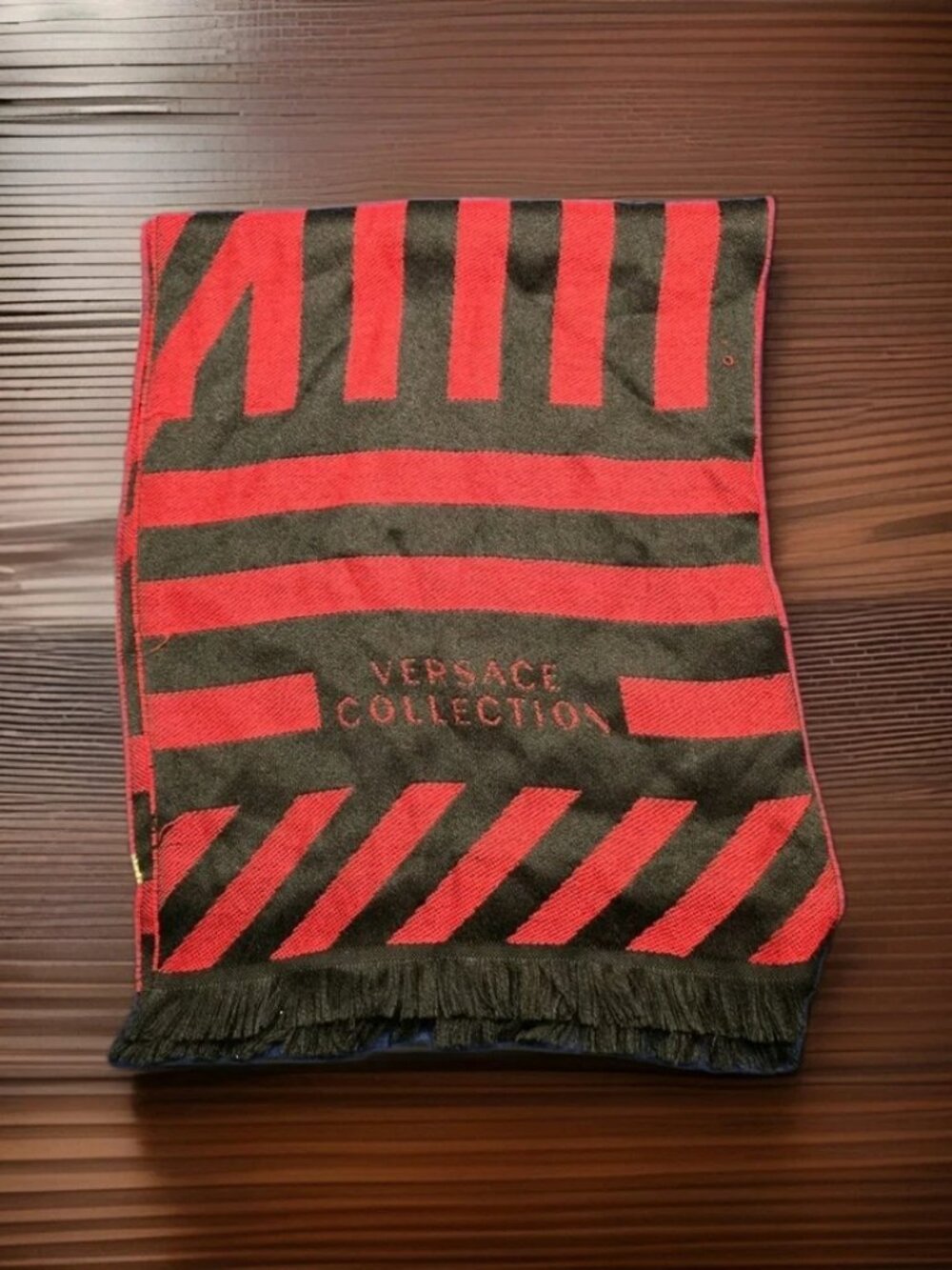Versace Collection Red Black Stripe Scarf